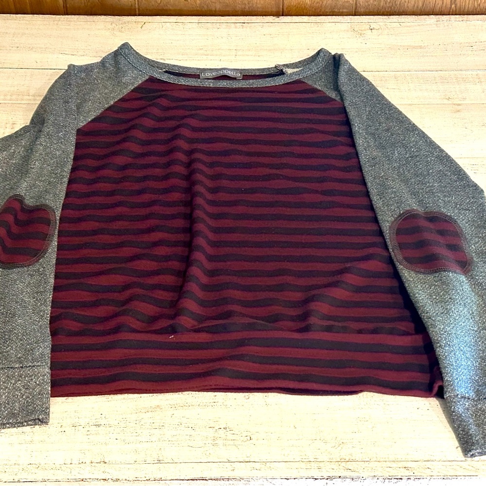 Maroon striped women’s long sleeve